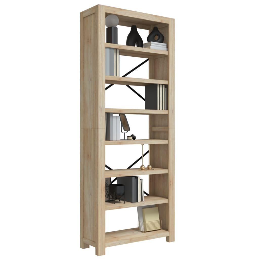 7-Tier Bookcase 80x30x200 cm Solid Wood Acacia