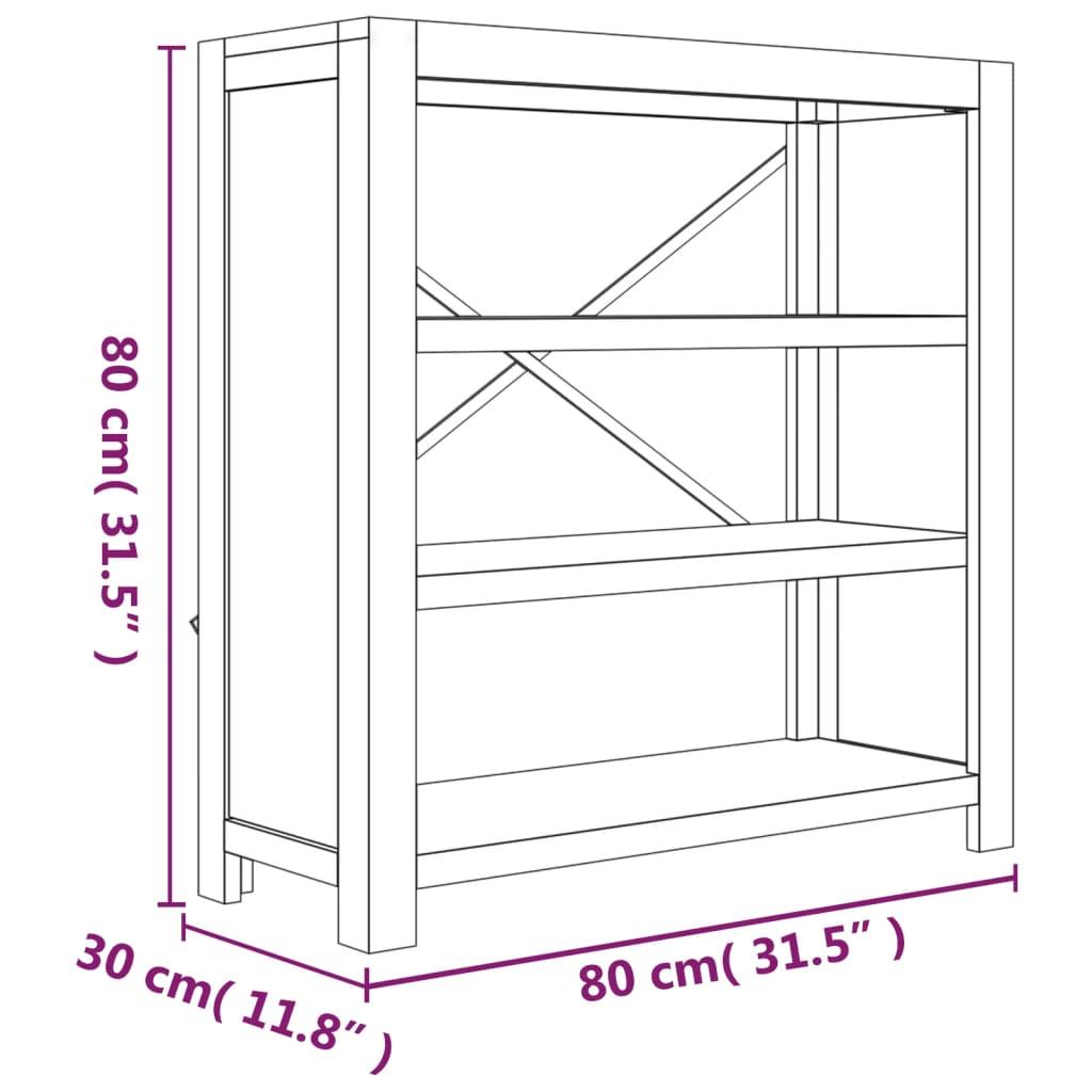 3-Tier Bookcase 80x30x80 cm Solid Wood Acacia