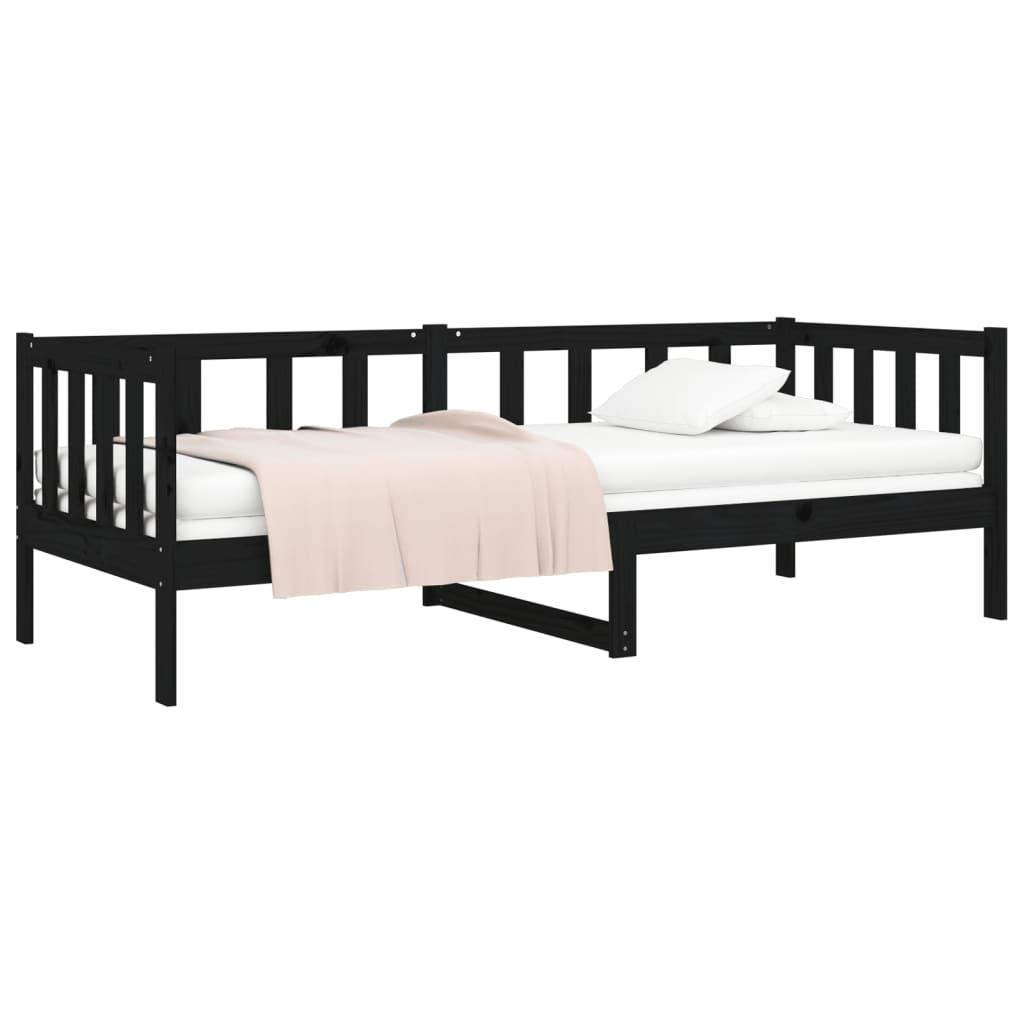 Day Bed without Mattress Black 90x190 cm Solid Wood Pine