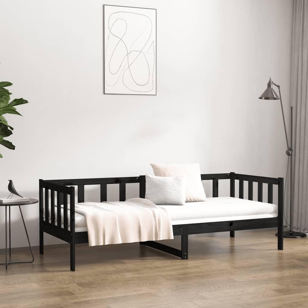 Day Bed without Mattress Black 90x190 cm Solid Wood Pine