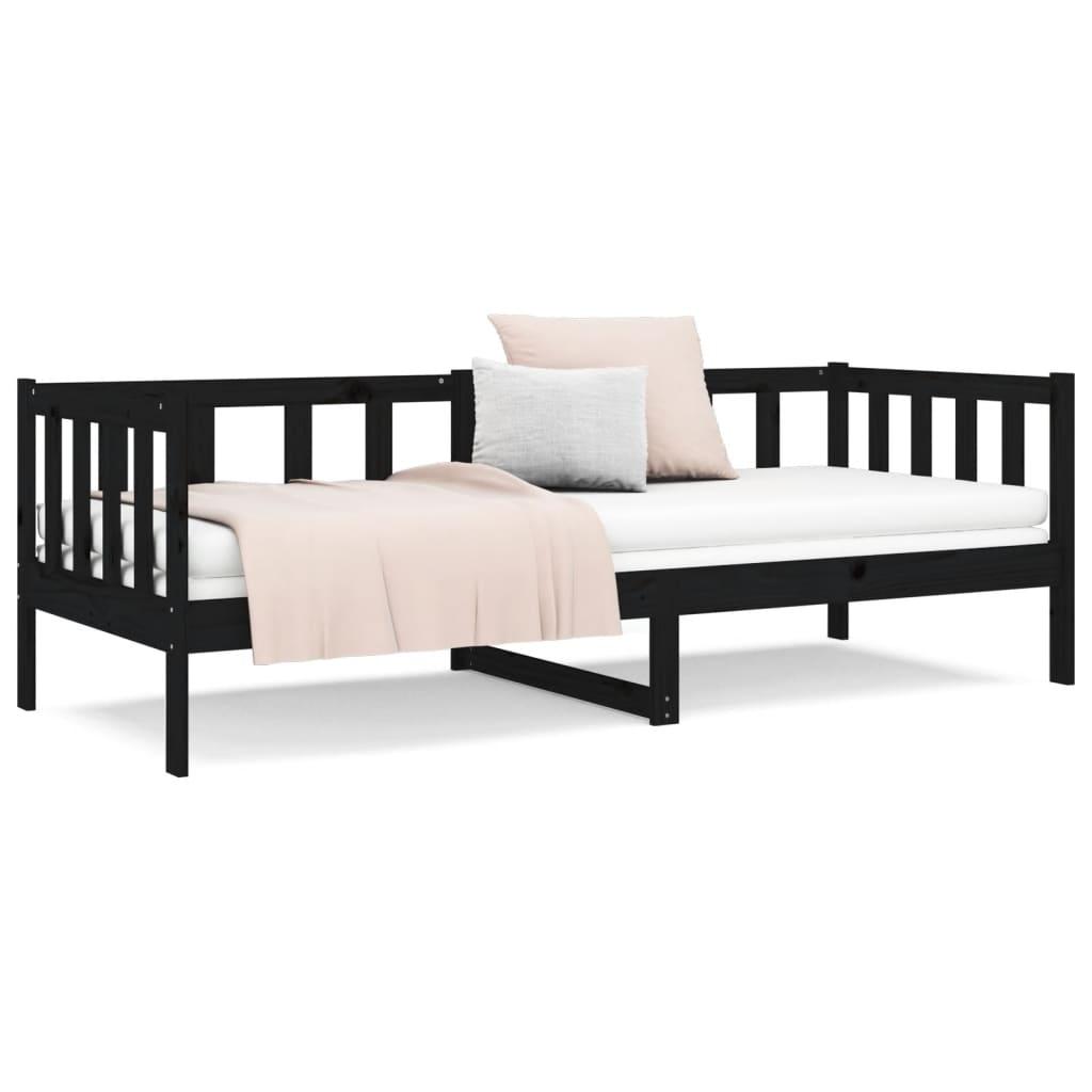 Day Bed without Mattress Black 90x190 cm Solid Wood Pine
