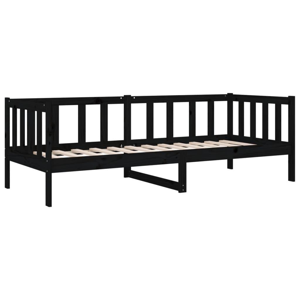 Day Bed without Mattress Black 90x190 cm Solid Wood Pine