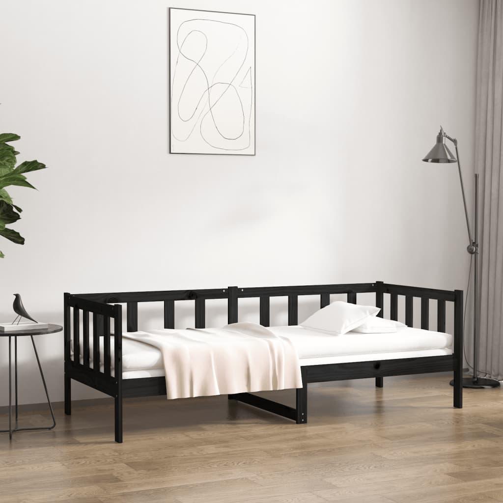 Day Bed without Mattress Black 90x190 cm Solid Wood Pine