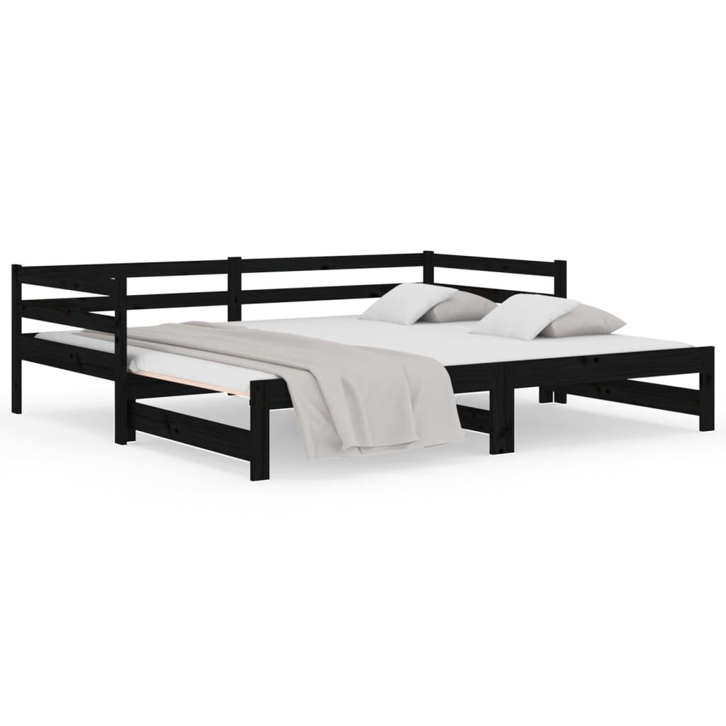 Pull-out Day Bed without Mattress Black 90x190 cm