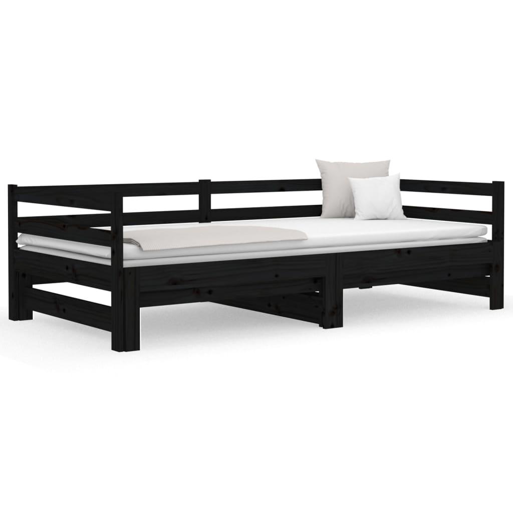 Pull-out Day Bed without Mattress Black 90x190 cm