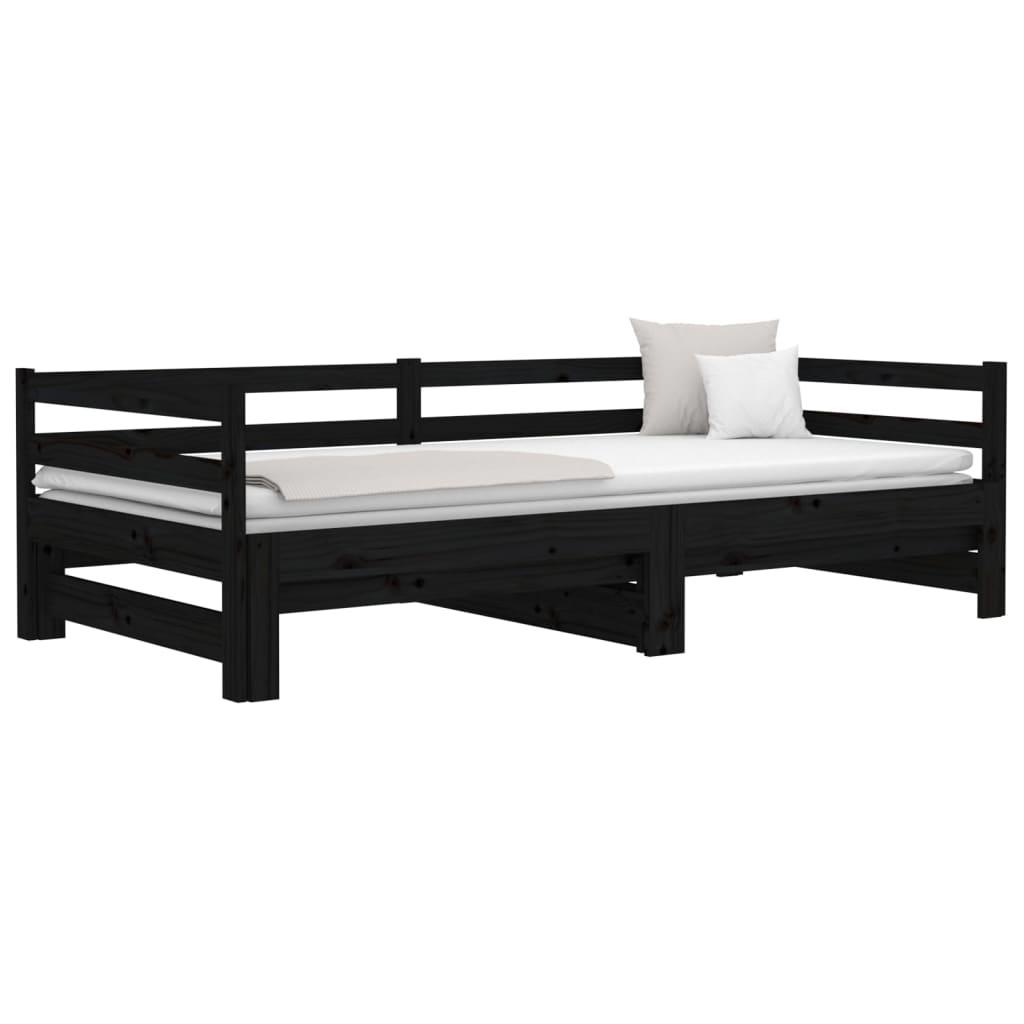 Pull-out Day Bed without Mattress Black 90x190 cm