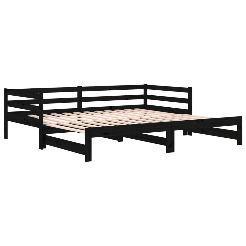 Pull-out Day Bed without Mattress Black 90x190 cm
