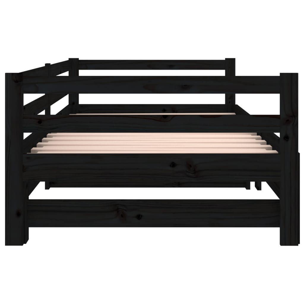 Pull-out Day Bed without Mattress Black 90x190 cm