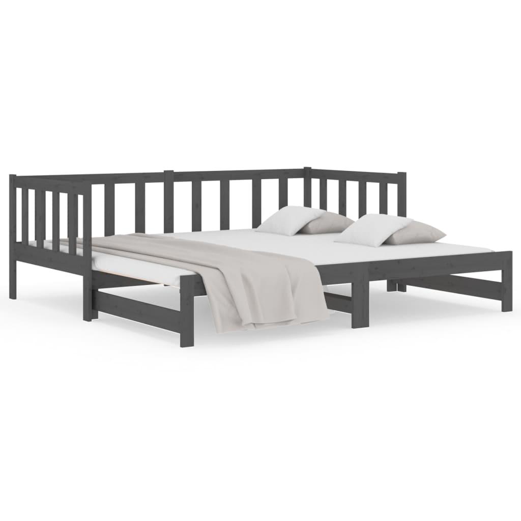 Pull-out Day Bed without Mattress Grey 2x(90x190) cm