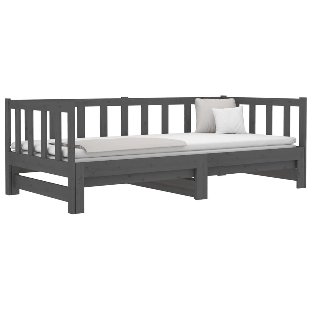 Pull-out Day Bed without Mattress Grey 2x(90x190) cm