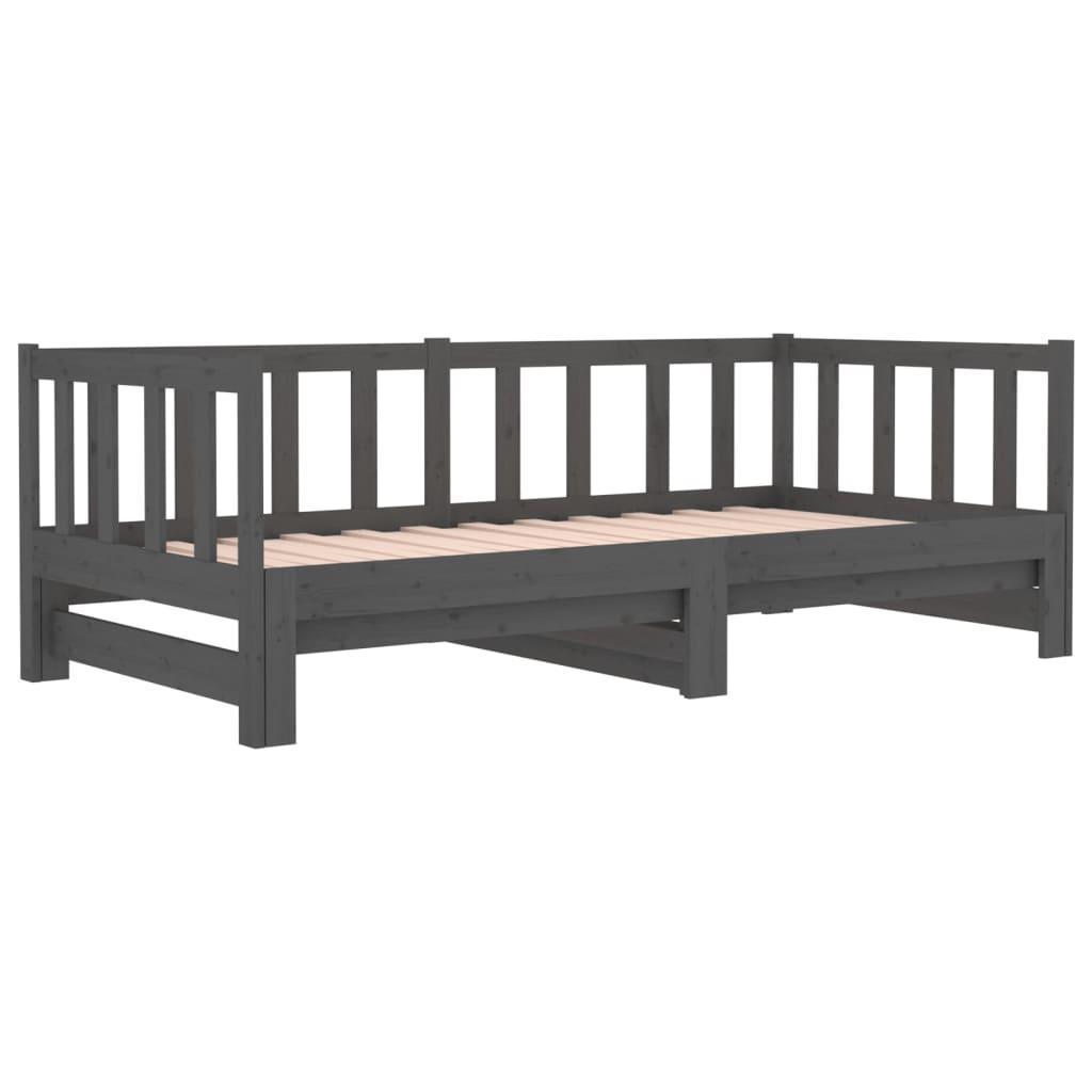 Pull-out Day Bed without Mattress Grey 2x(90x190) cm