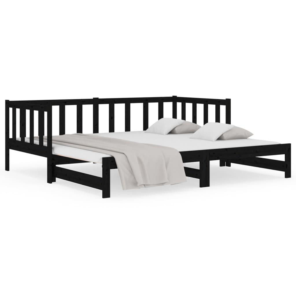 Pull-out Day Bed without Mattress Black 2x(90x190) cm
