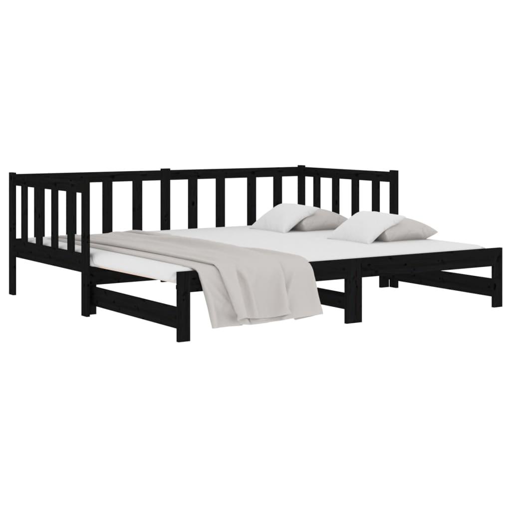 Pull-out Day Bed without Mattress Black 2x(90x190) cm