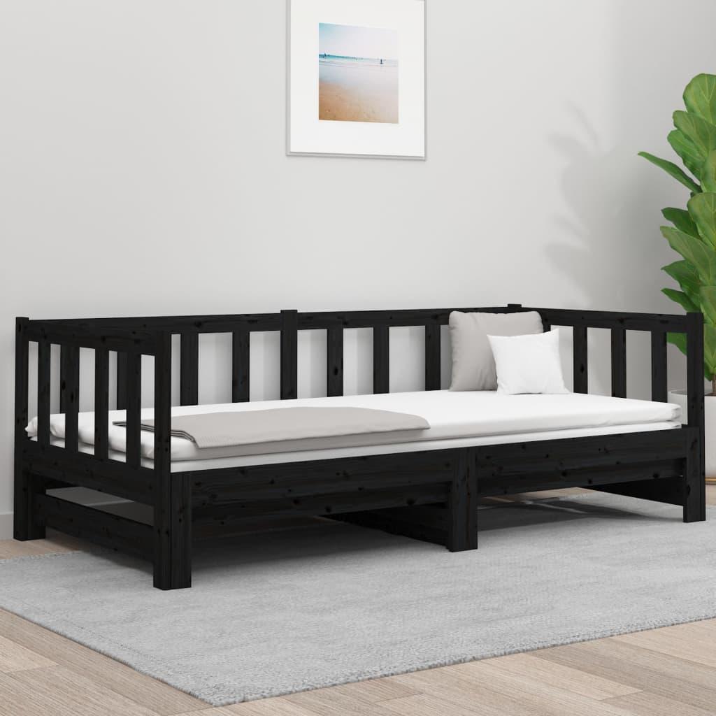 Pull-out Day Bed without Mattress Black 2x(90x190) cm