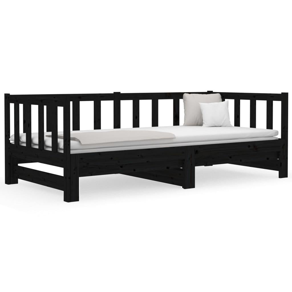 Pull-out Day Bed without Mattress Black 2x(90x190) cm