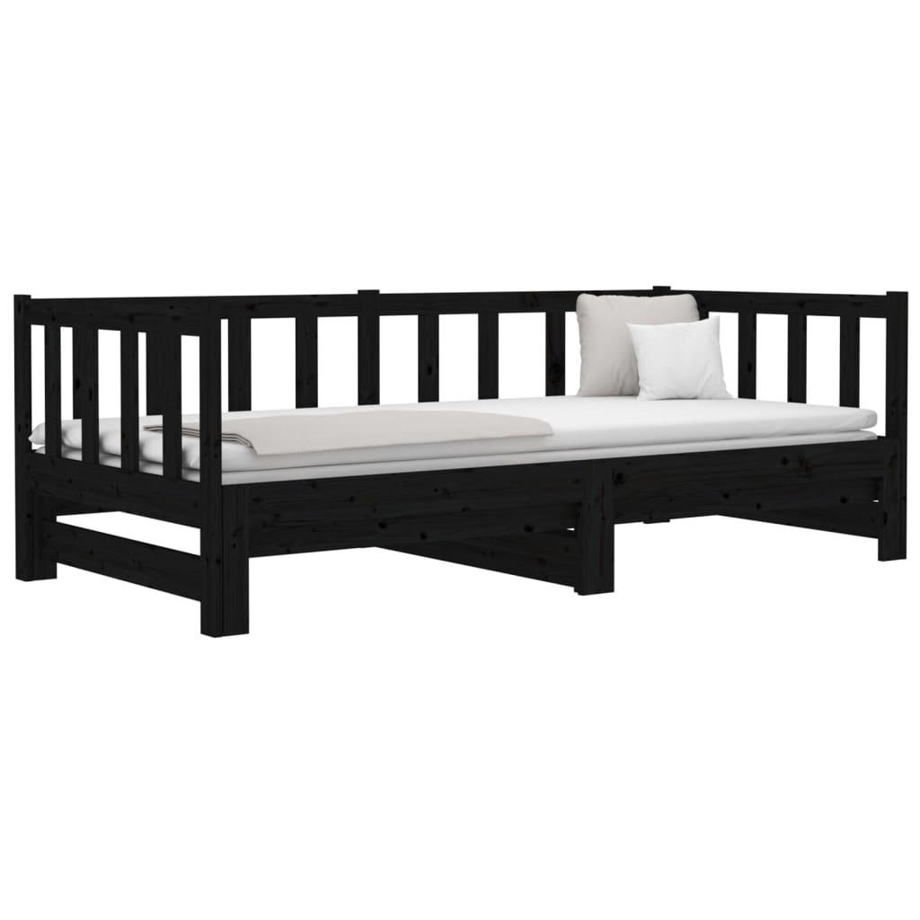 Pull-out Day Bed without Mattress Black 2x(90x190) cm