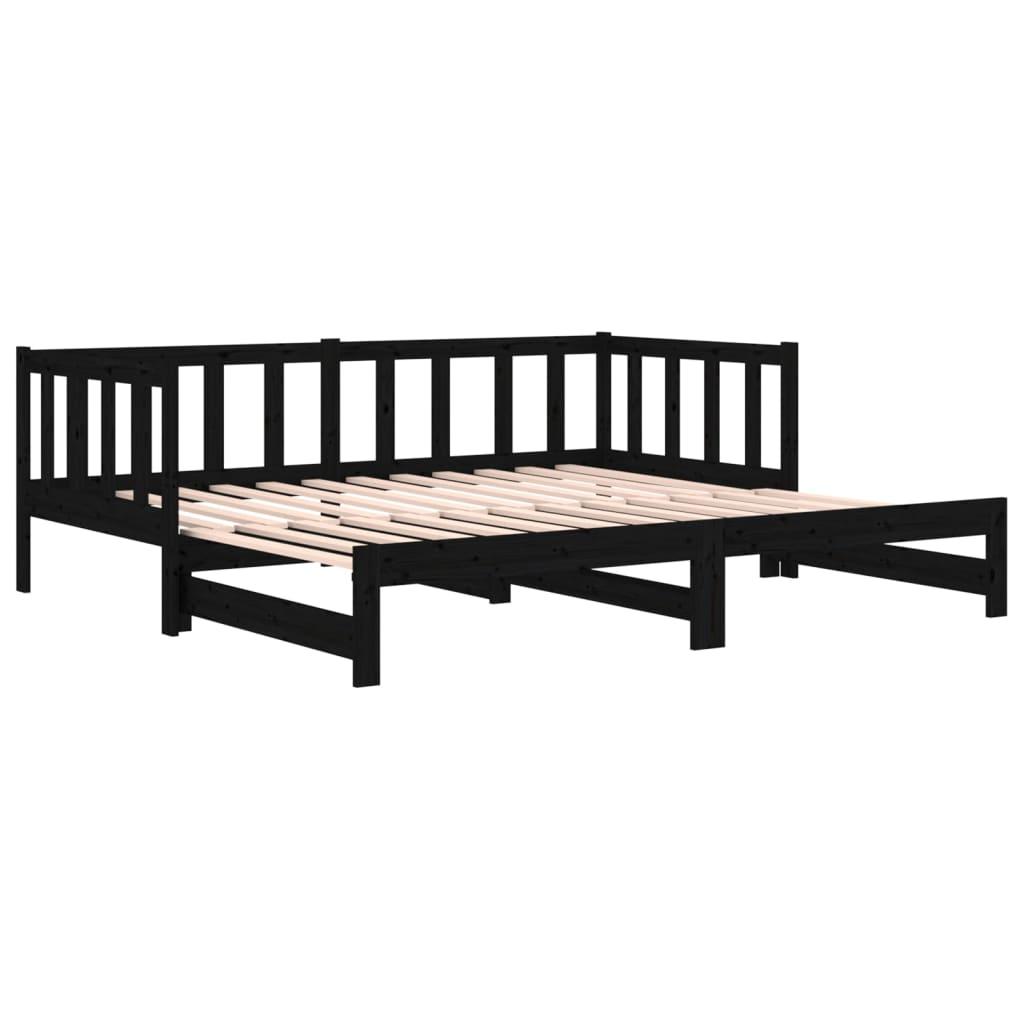 Pull-out Day Bed without Mattress Black 2x(90x190) cm