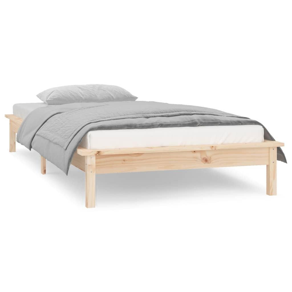 LED Bed Frame without Mattress 90x190 cm Solid Wood