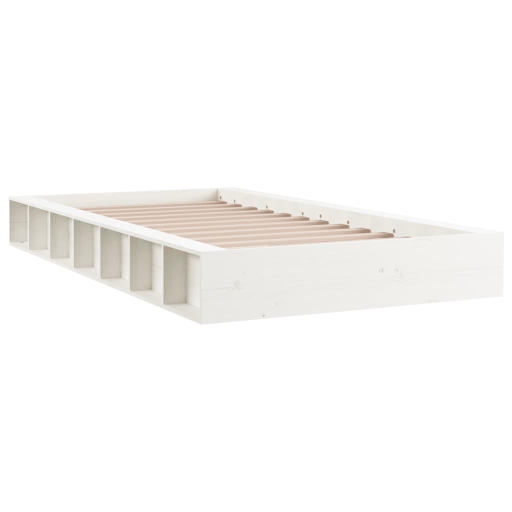 Bed Frame without Mattress White 135x190 cm Solid Wood