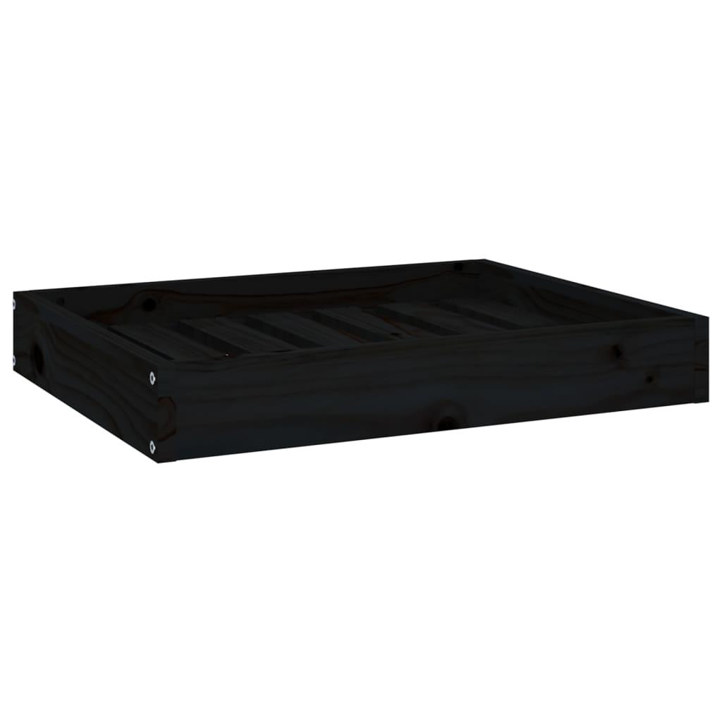 Dog Bed Black 61.5x49x9 cm Solid Wood Pine