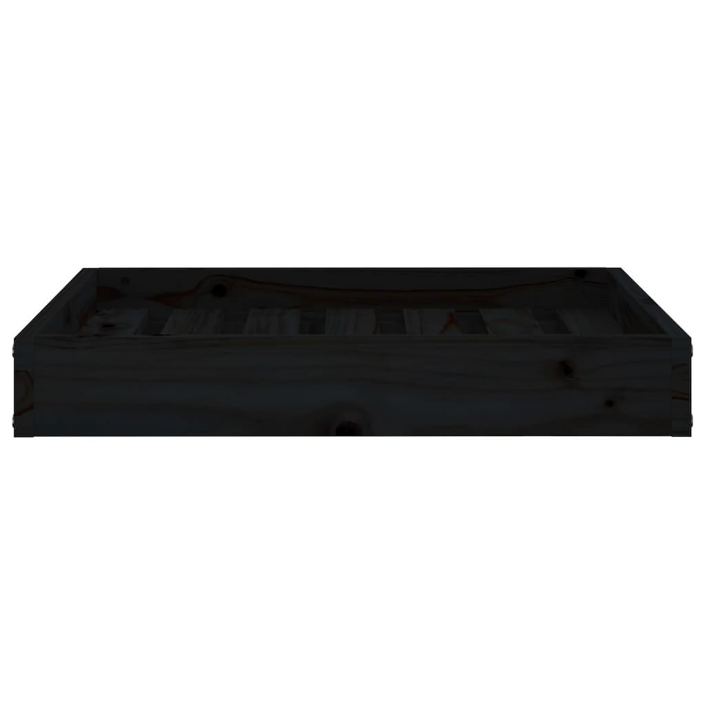 Dog Bed Black 61.5x49x9 cm Solid Wood Pine