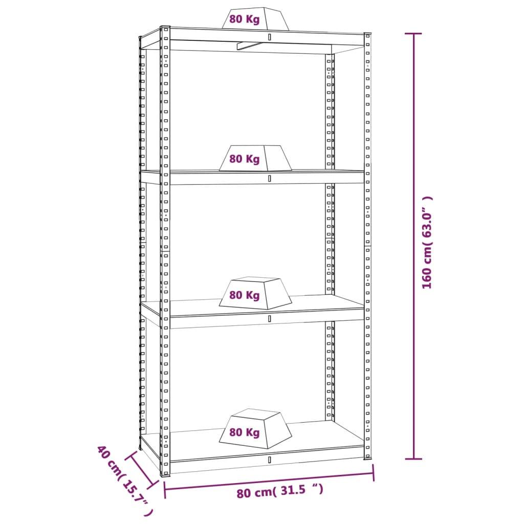 4-Layer Shelves 2 pcs Anthracite Steel and Engineered Wood
