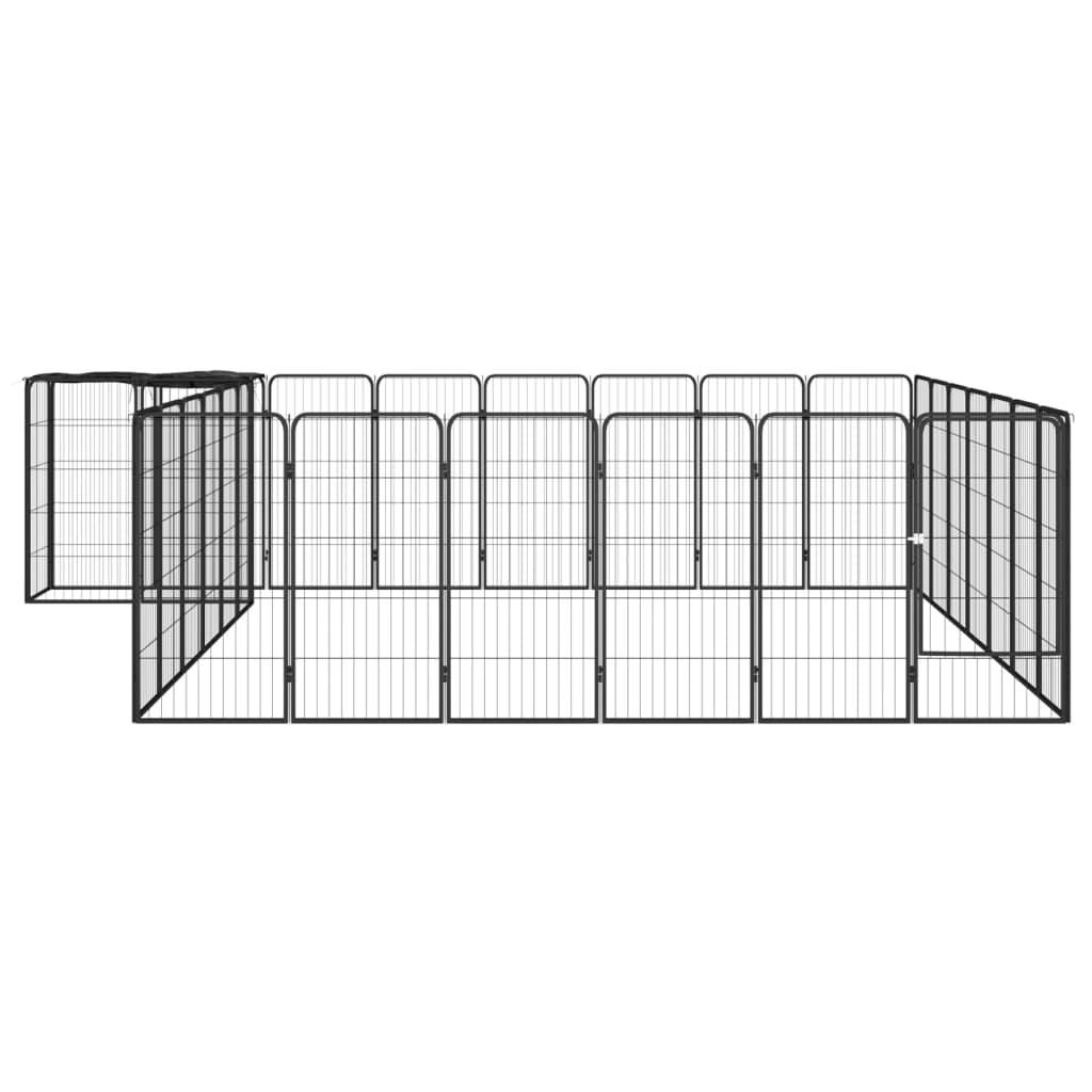 30-Panel Dog Playpen Black 50x100 cm Powder-coated Steel