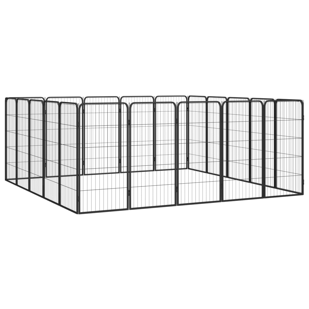 20-Panel Dog Playpen Black 50x100 cm Powder-coated Steel
