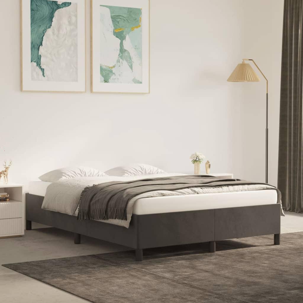 Bed Frame without Mattress Dark Grey 137x187 cm Double Velvet