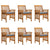 Garden Dining Chairs 6 pcs with Cushions Solid Wood Acacia