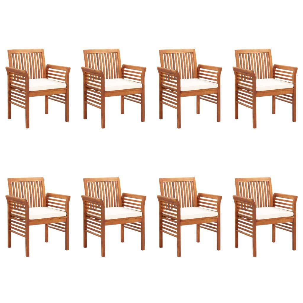 Garden Dining Chairs with Cushions 8 pcs Solid Wood Acacia