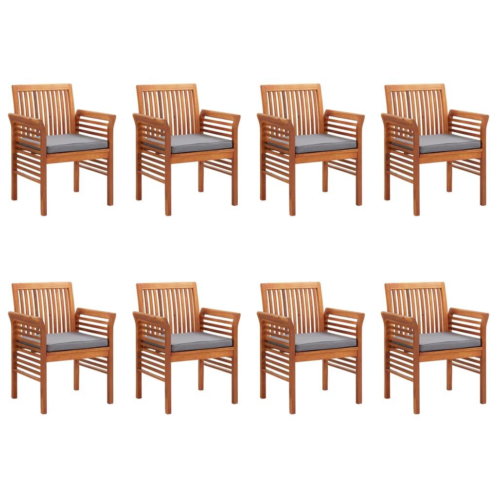 Garden Dining Chairs with Cushions 8 pcs Solid Wood Acacia