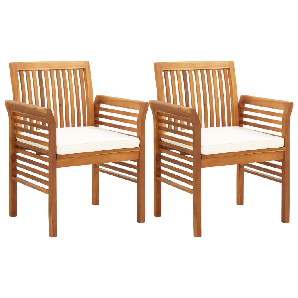 5 Piece Outdoor Dining Set with Cushions Solid Wood Acacia