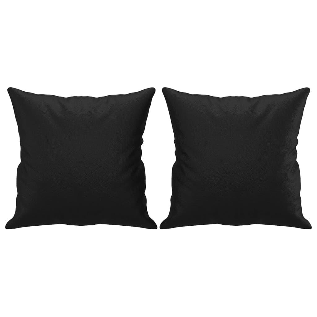 Throw Pillows 2 pcs Black 40x40 cm Faux Leather