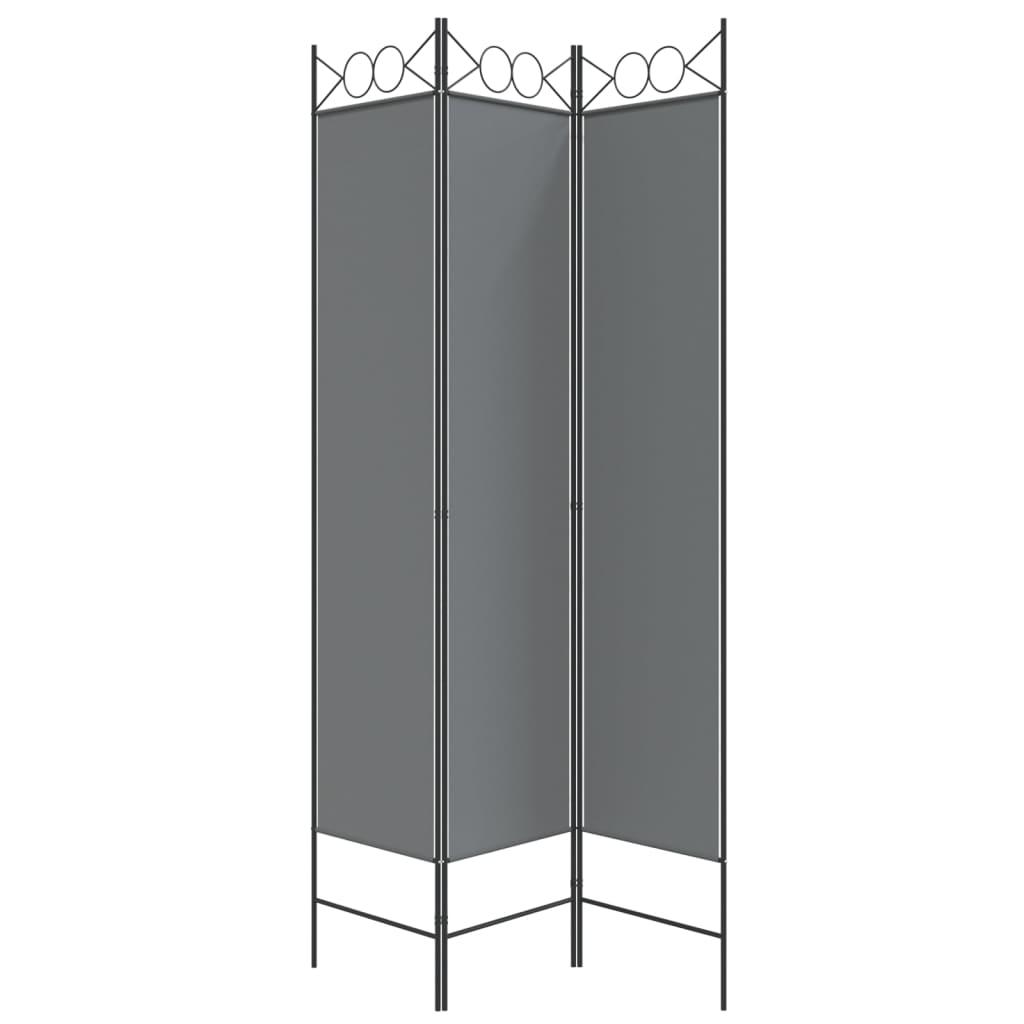 3-Panel Room Divider Anthracite 120x200 cm Fabric