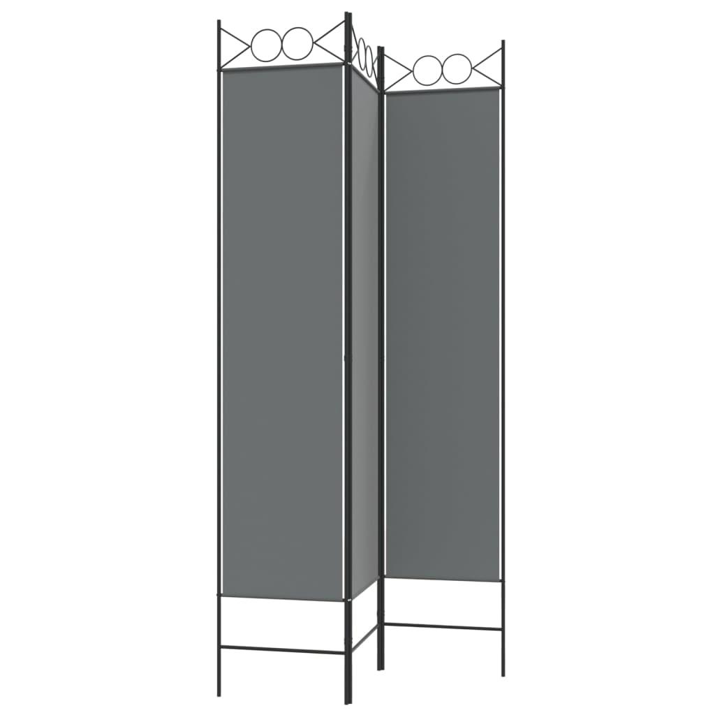 3-Panel Room Divider Anthracite 120x200 cm Fabric