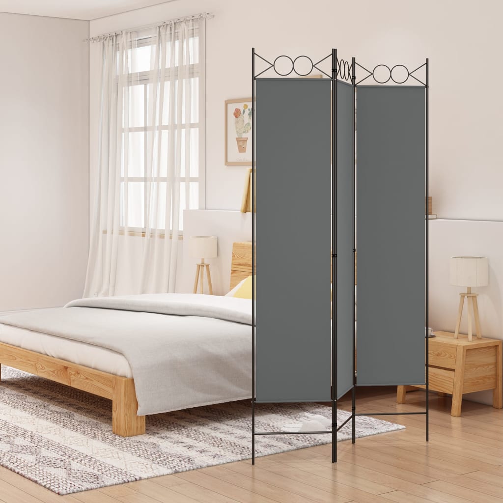 3-Panel Room Divider Anthracite 120x200 cm Fabric