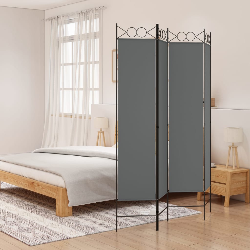 4-Panel Room Divider Anthracite 160x200 cm Fabric