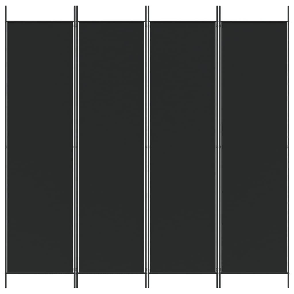 4-Panel Room Divider Black 200x200 cm Fabric