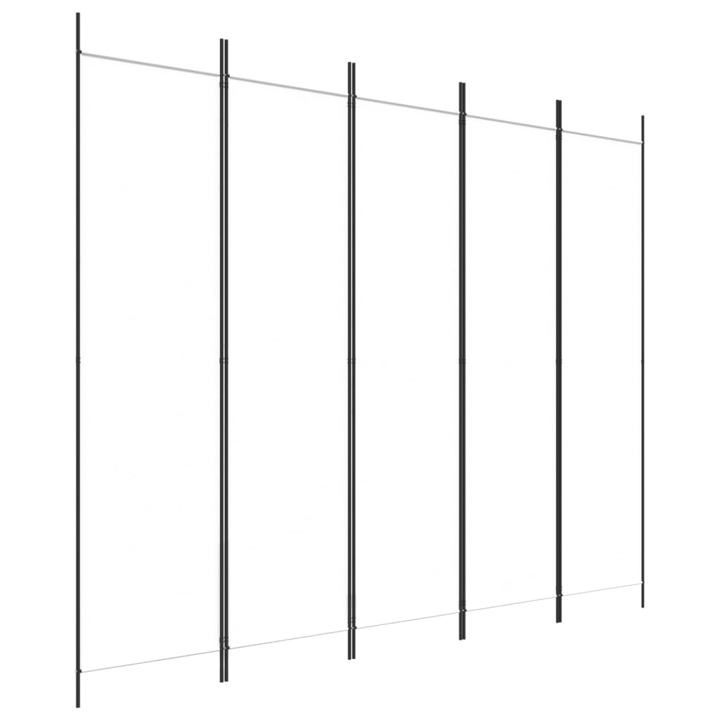 5-Panel Room Divider White 250x200 cm Fabric