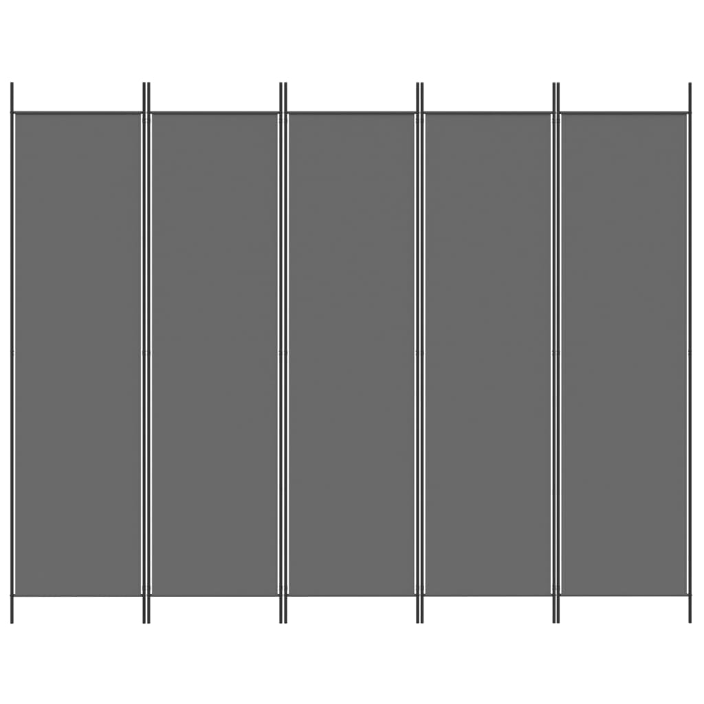 5-Panel Room Divider Anthracite 250x200 cm Fabric