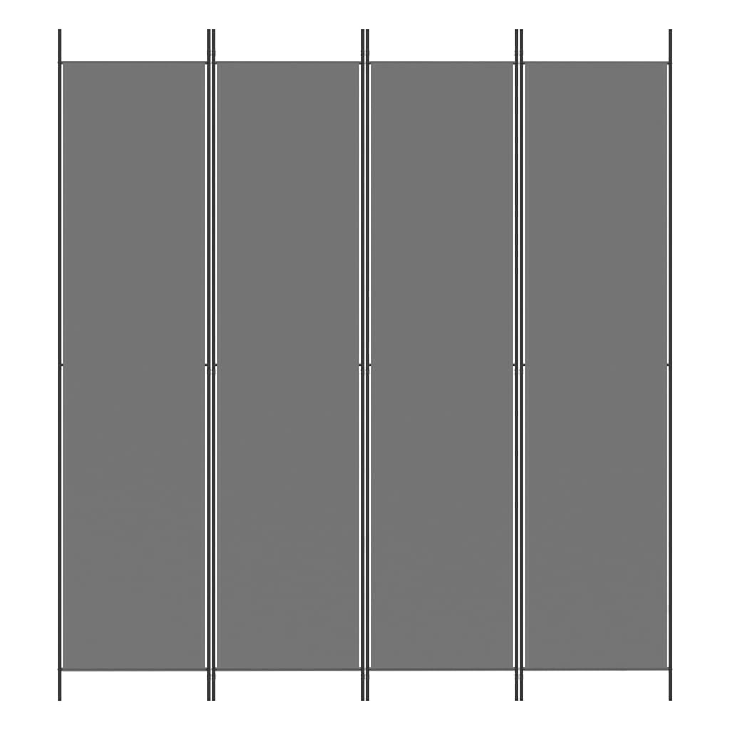 4-Panel Room Divider Anthracite 200x220 cm Fabric