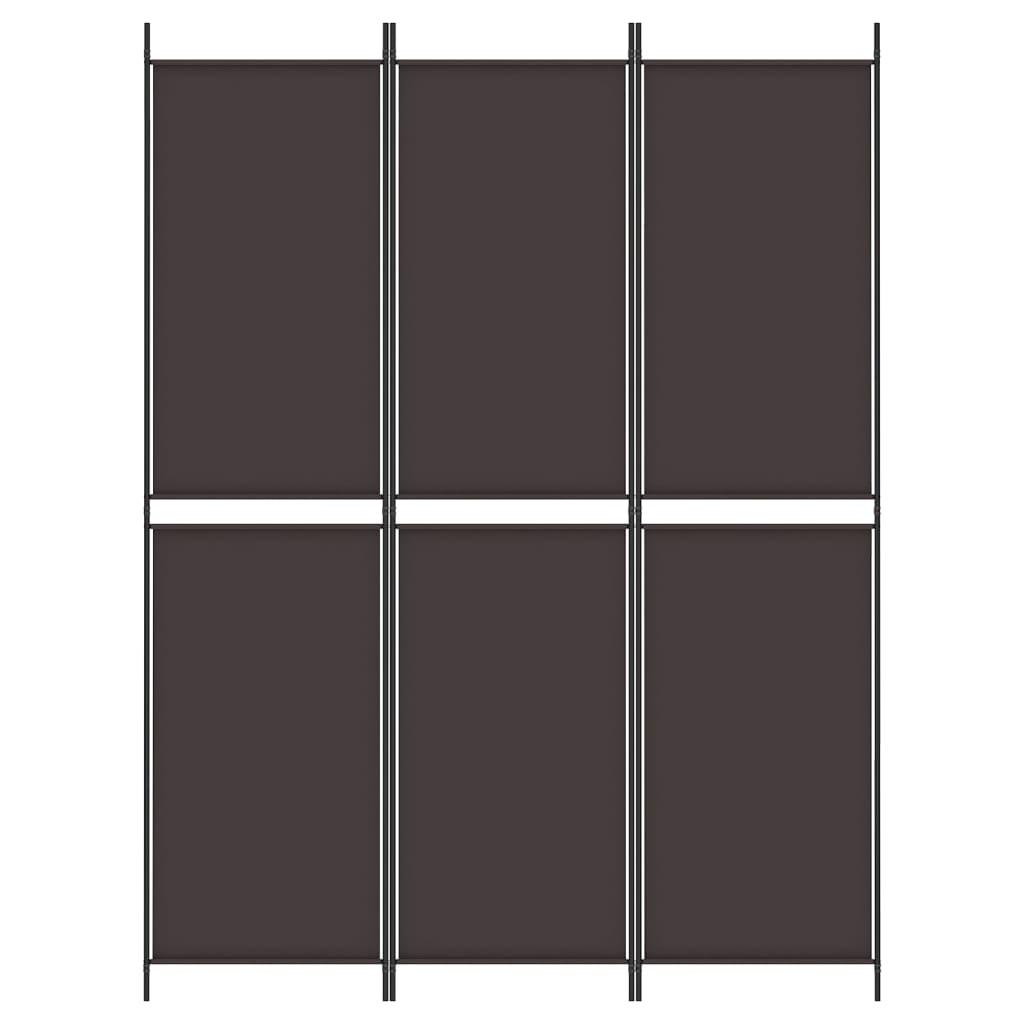 3-Panel Room Divider Brown 150x200 cm Fabric