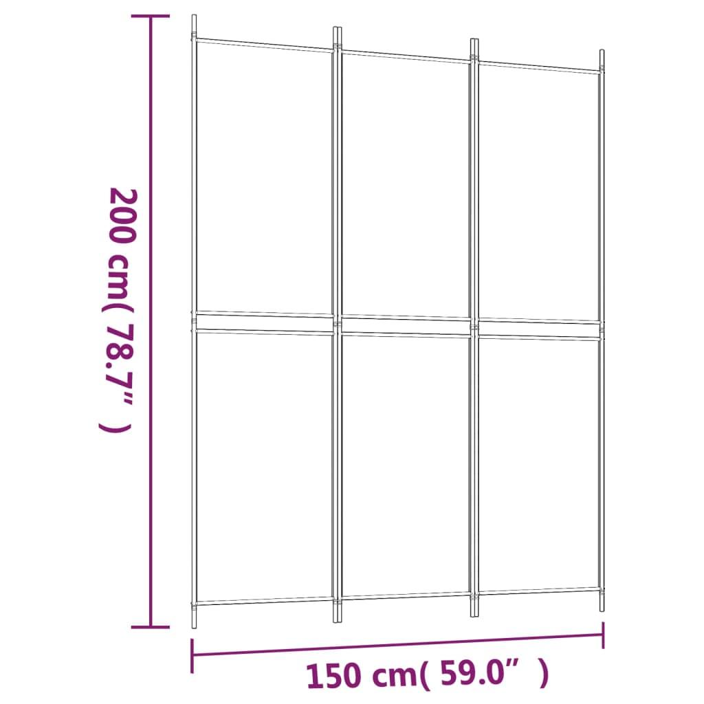 3-Panel Room Divider Brown 150x200 cm Fabric