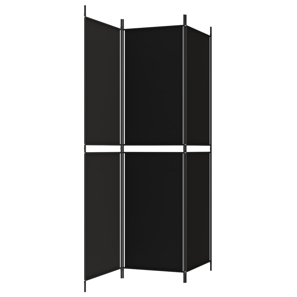 3-Panel Room Divider Black 150x200 cm Fabric