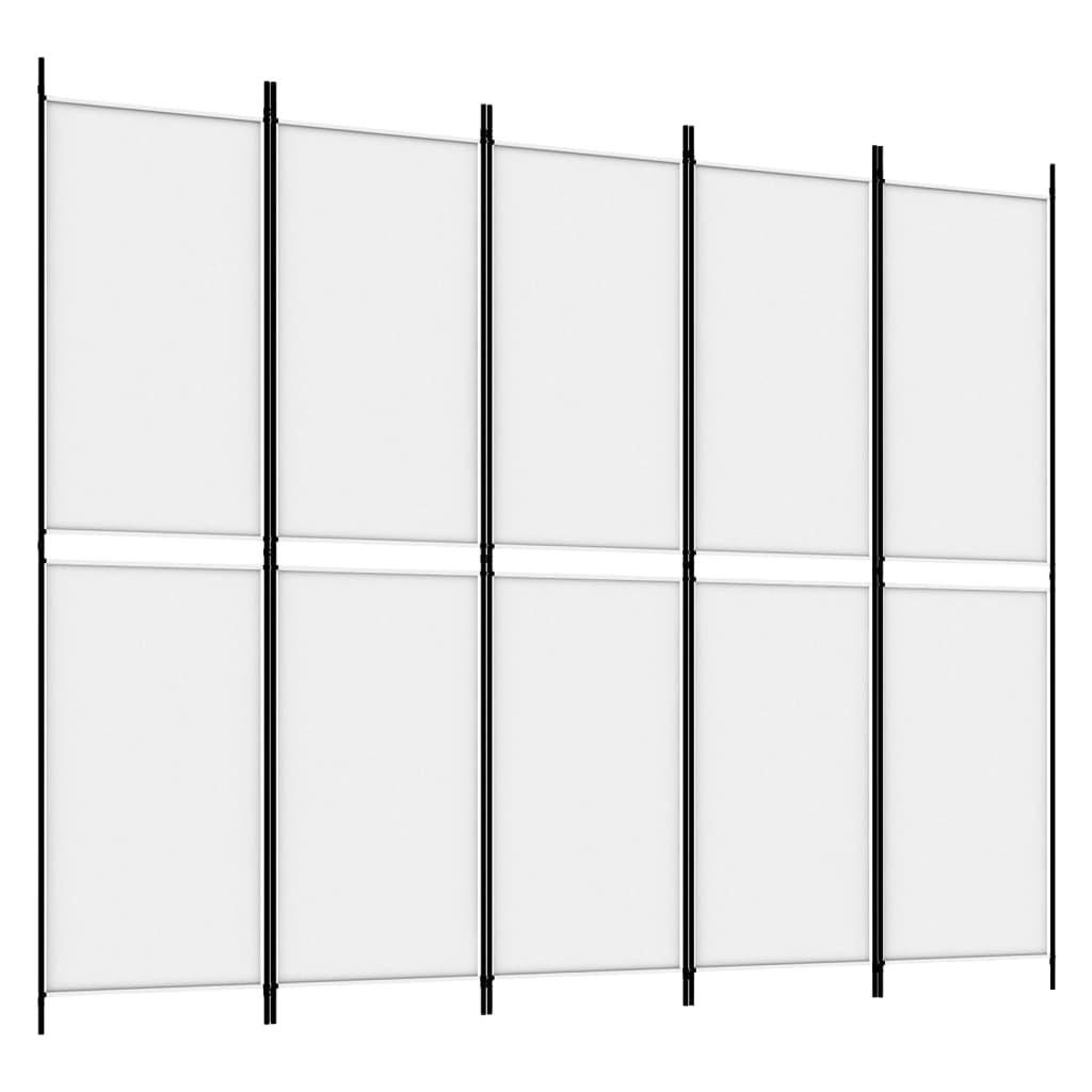 5-Panel Room Divider White 250x200 cm Fabric