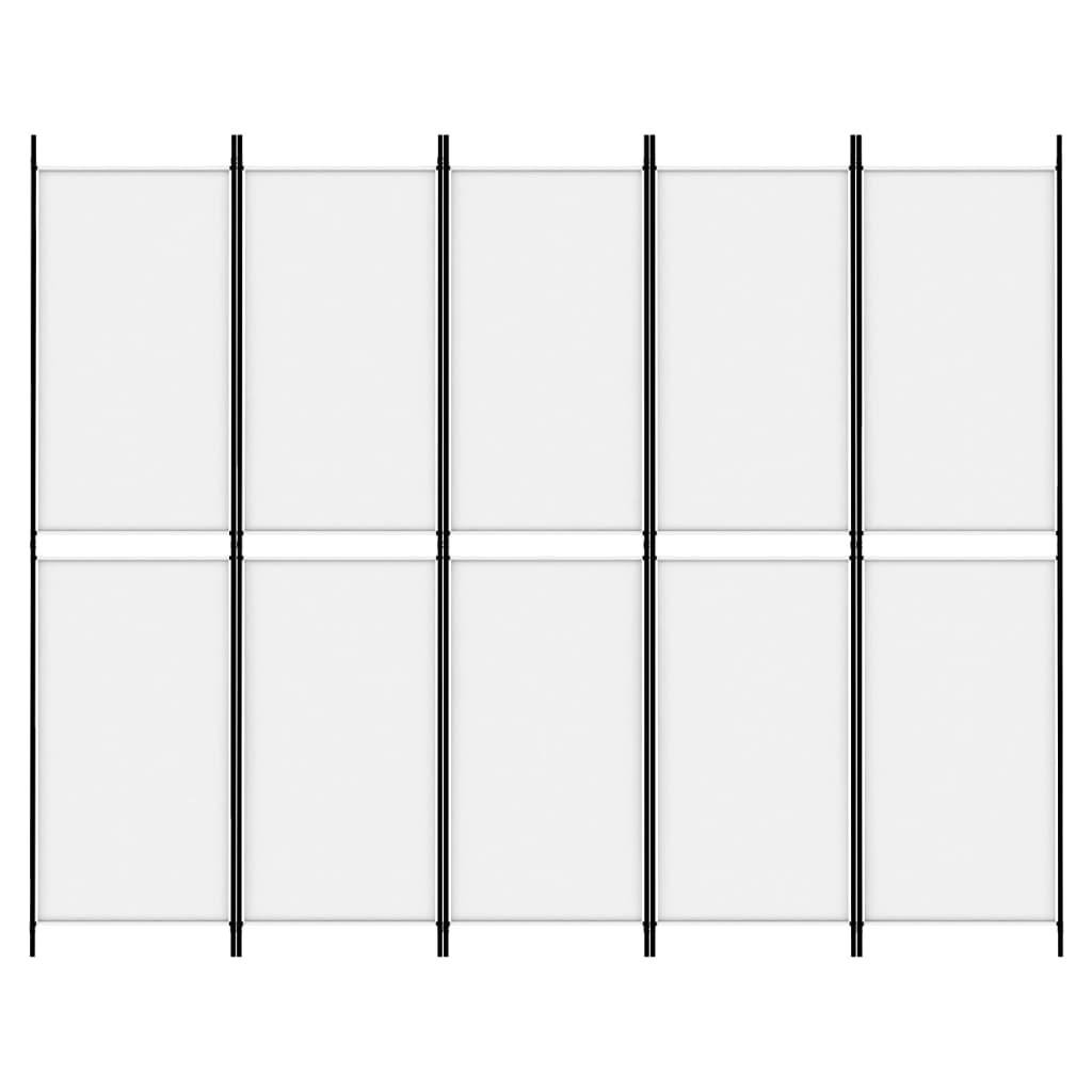 5-Panel Room Divider White 250x200 cm Fabric
