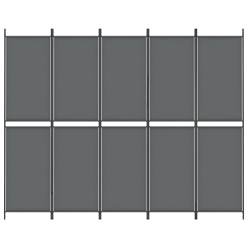 5-Panel Room Divider Anthracite 250x200 cm Fabric