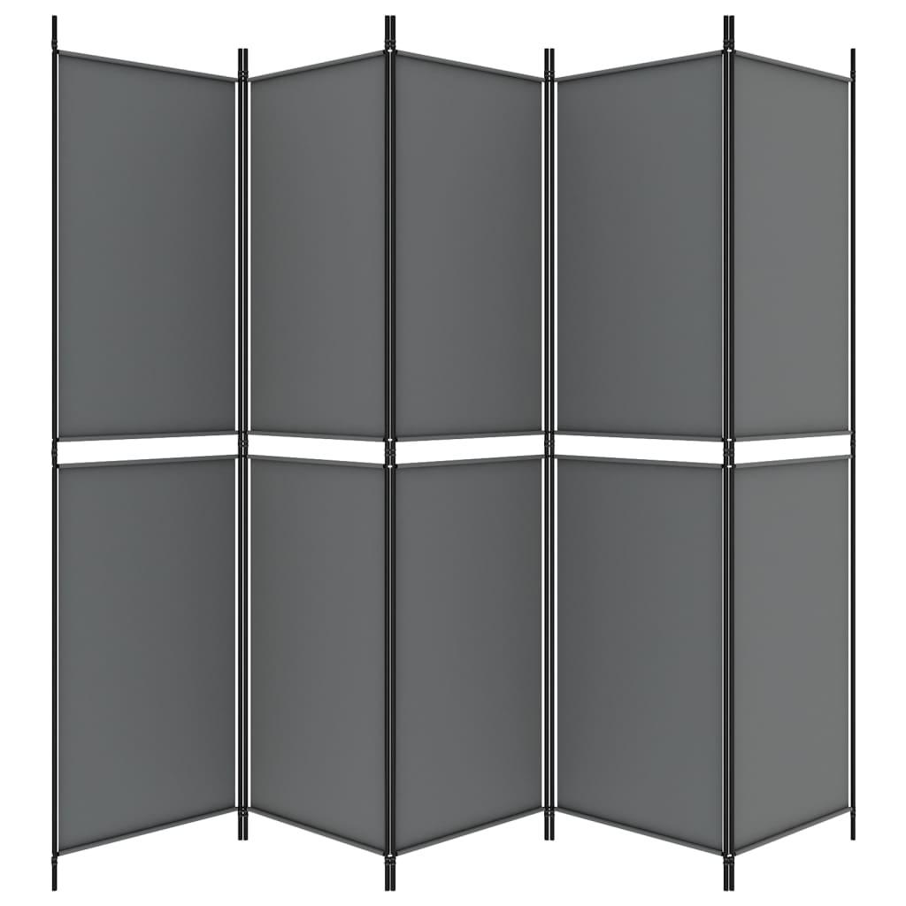 5-Panel Room Divider Anthracite 250x200 cm Fabric