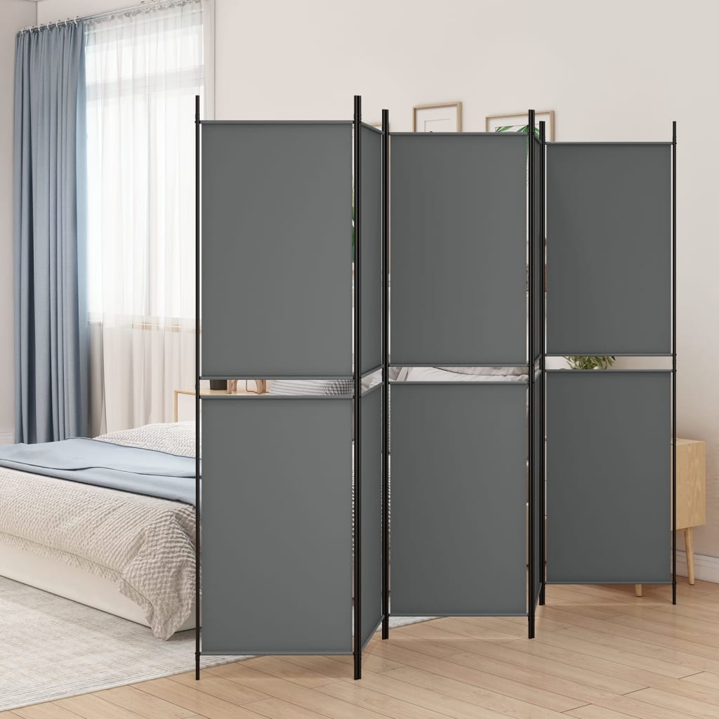 5-Panel Room Divider Anthracite 250x200 cm Fabric